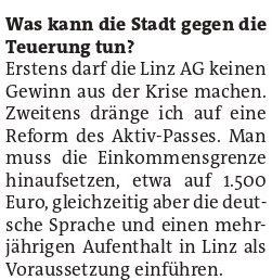 FPÖ Raml Anttwort zur Frage Teuerung 